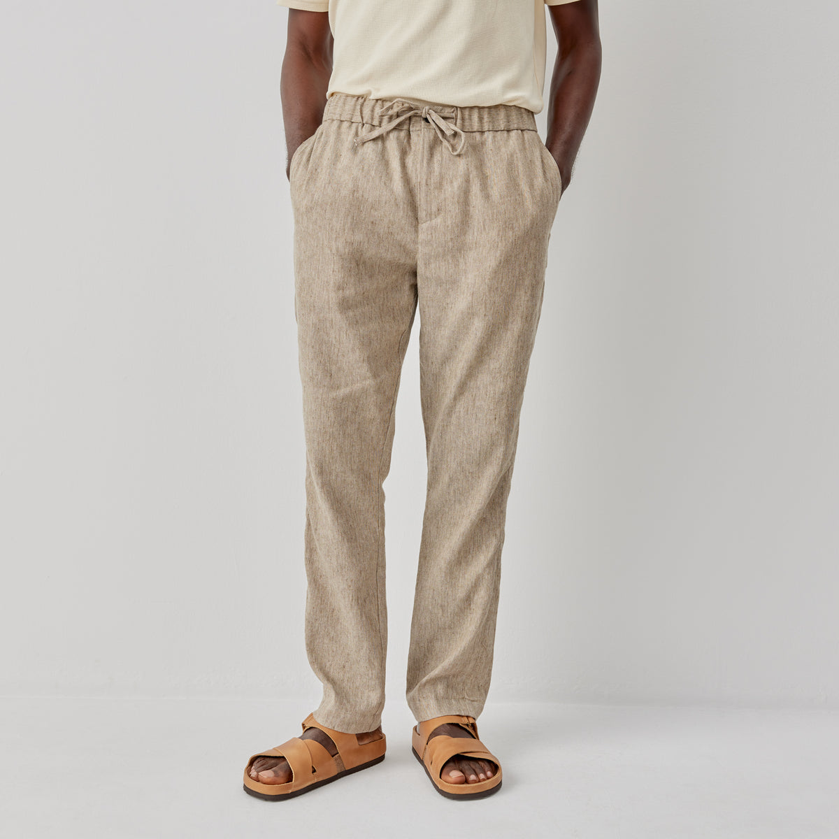 Frome Sand Linen Trousers Men s Trousers Oliver Sweeney