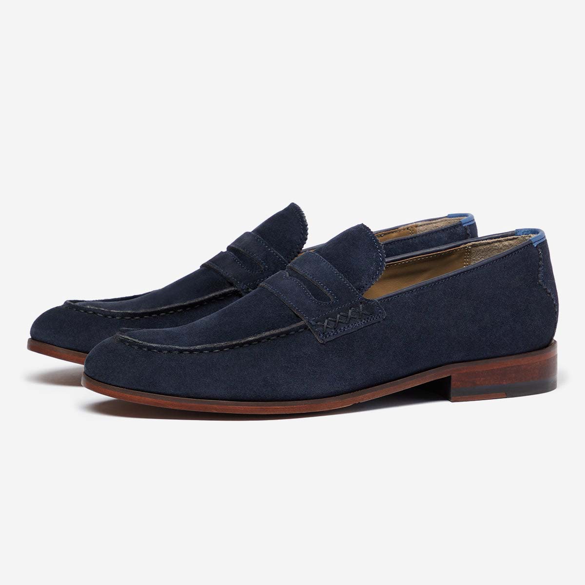 Mens navy hot sale suede loafers