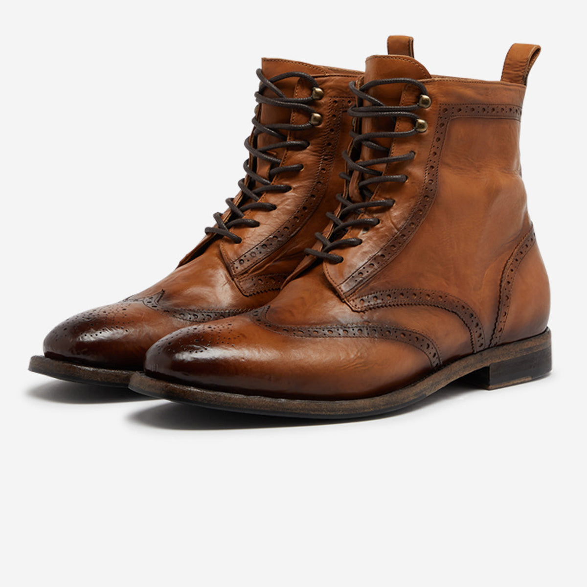 Tan leather brogue outlet boots mens