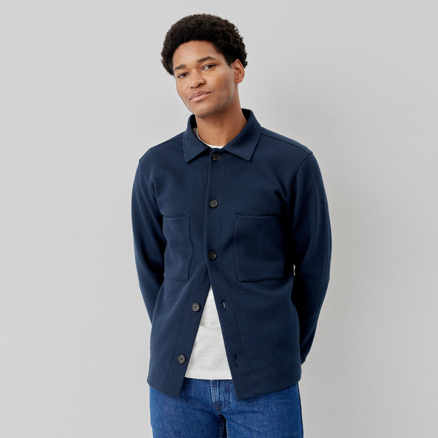 Athea Navy Jersey Overshirt | Men's Shirts | Oliver Sweeney