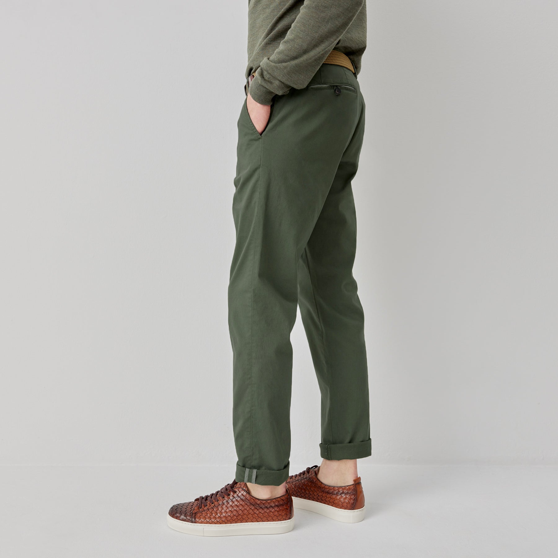 Besterios Olive Cotton Chinos, Men's Chinos