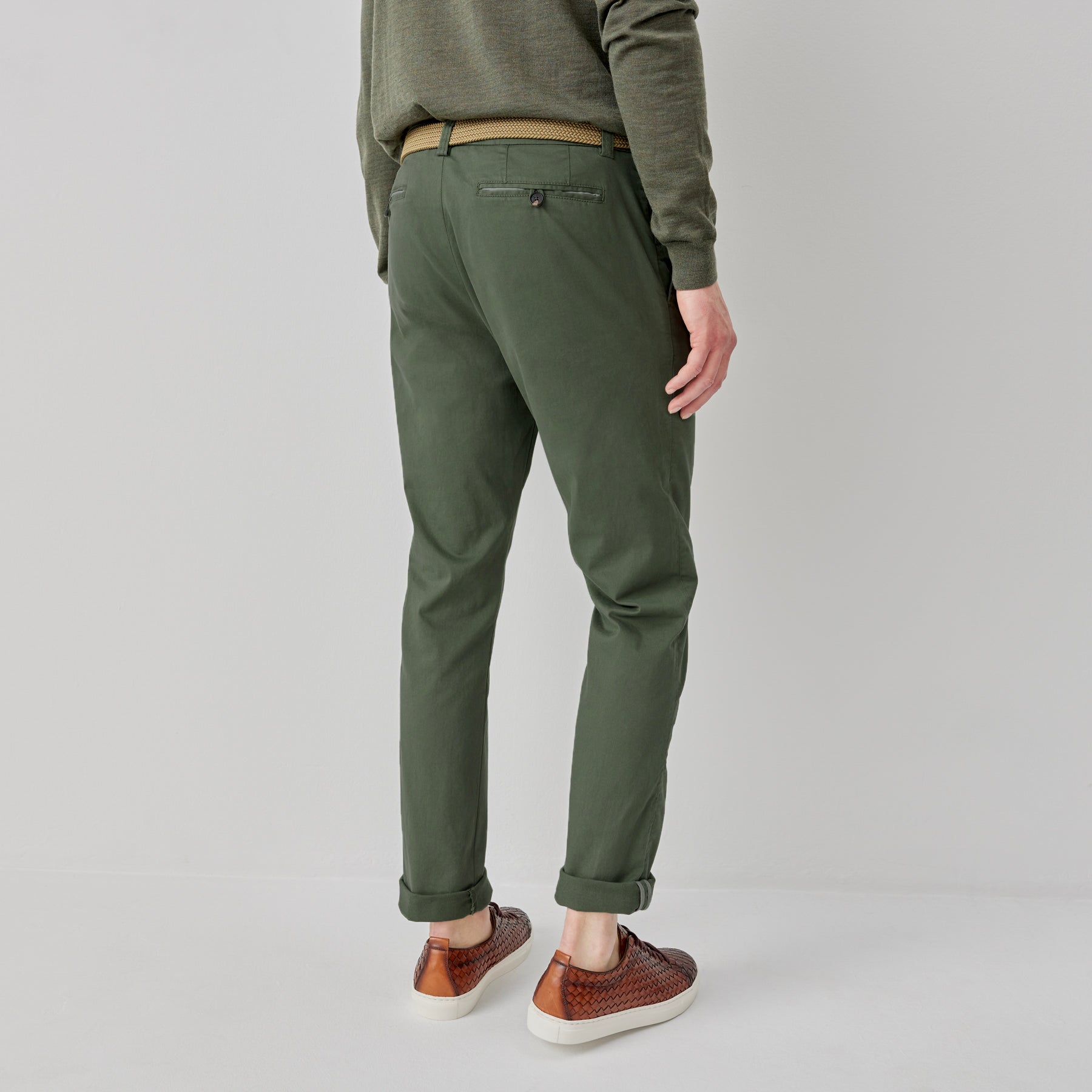 Besterios Olive Cotton Chinos, Men's Chinos