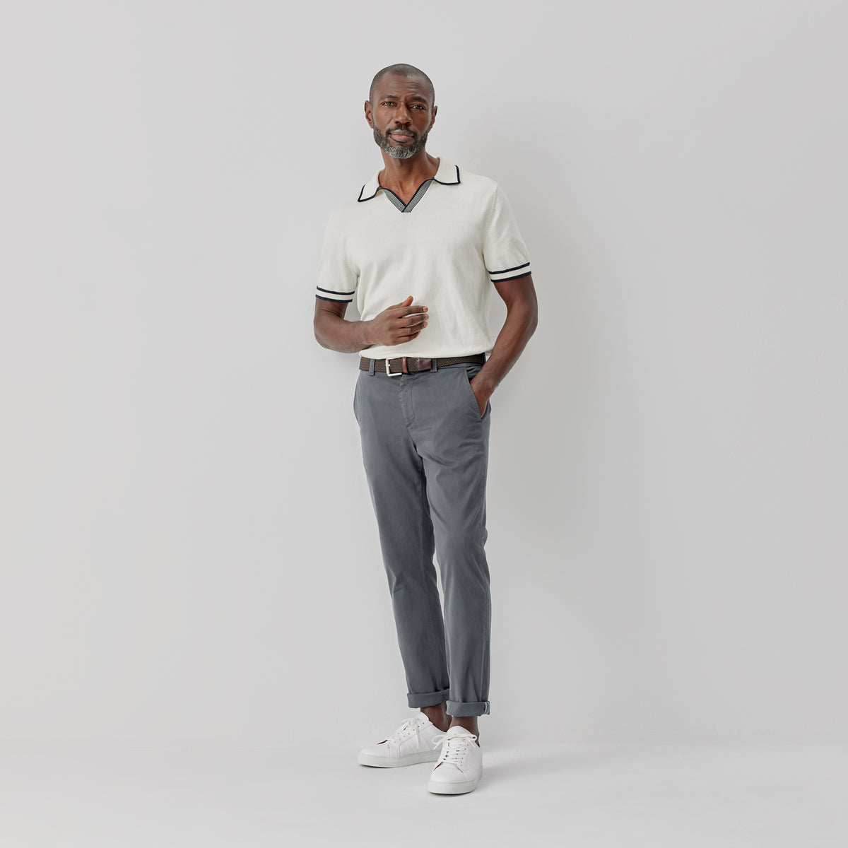 Besterios Slate Cotton Chinos | Men's Chinos | Oliver Sweeney