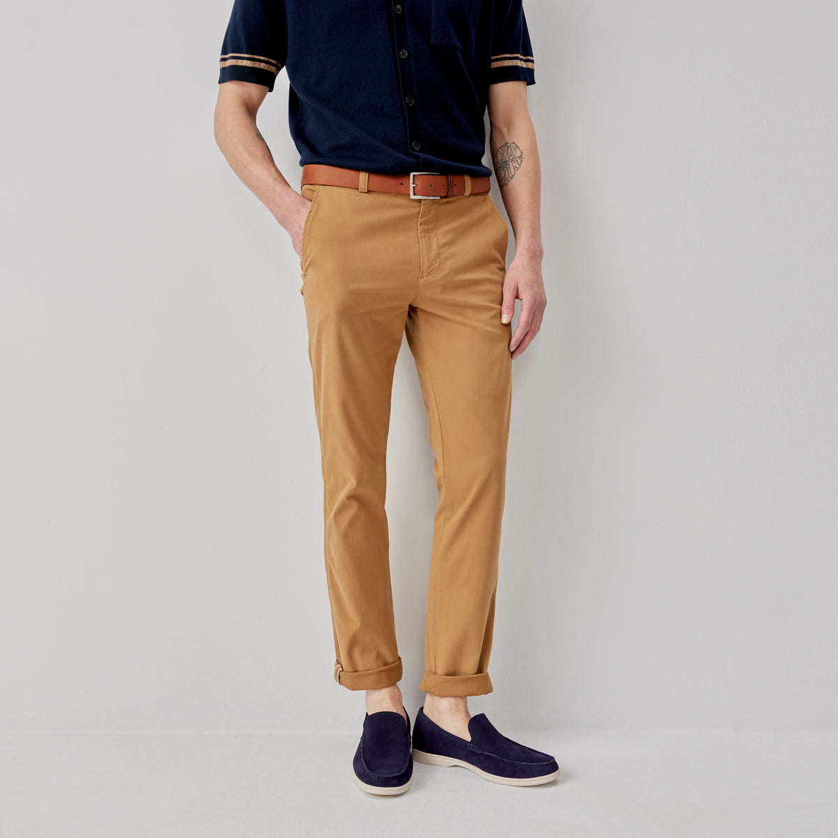 Besterios Tan | Cotton Chinos | Men's Trousers | Oliver Sweeney