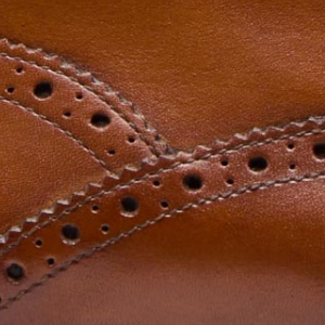 Closeup of Antiqued calf leather upper