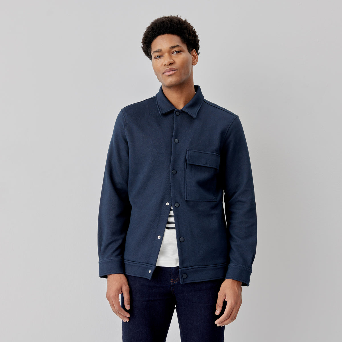 Burras Navy Overshirt | Men's Shirts | Oliver Sweeney