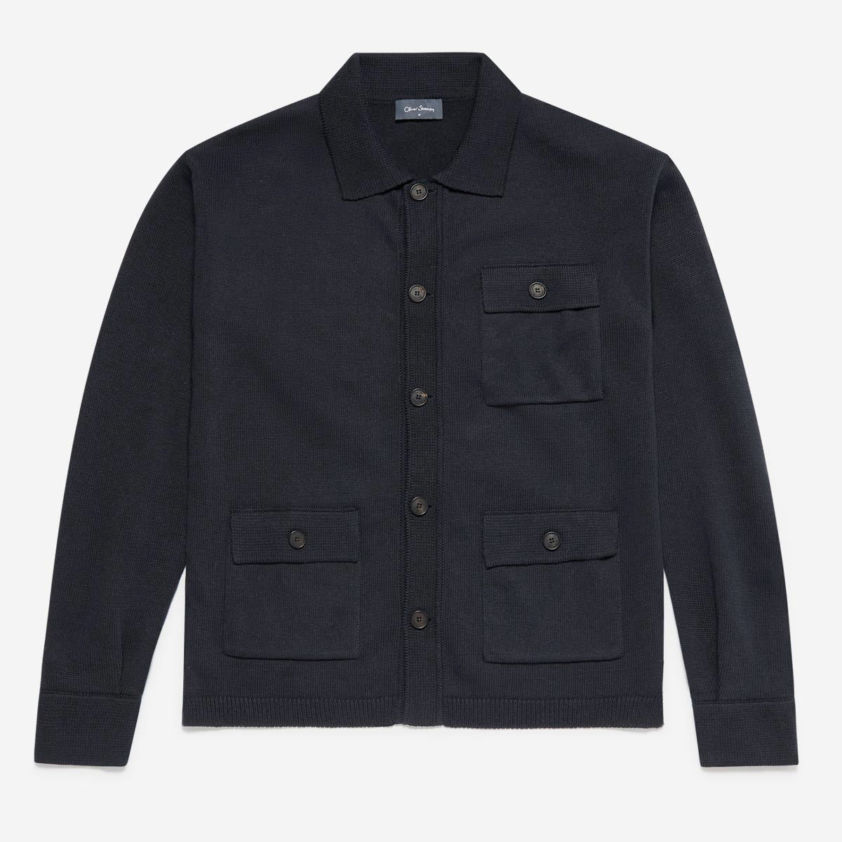 Brecon Navy Knitted Overshirt | Men's Knitwear | Oliver Sweeney