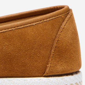 Closeup of Suede heel counter