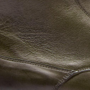 Closeup of Hand-finished calf leather upper