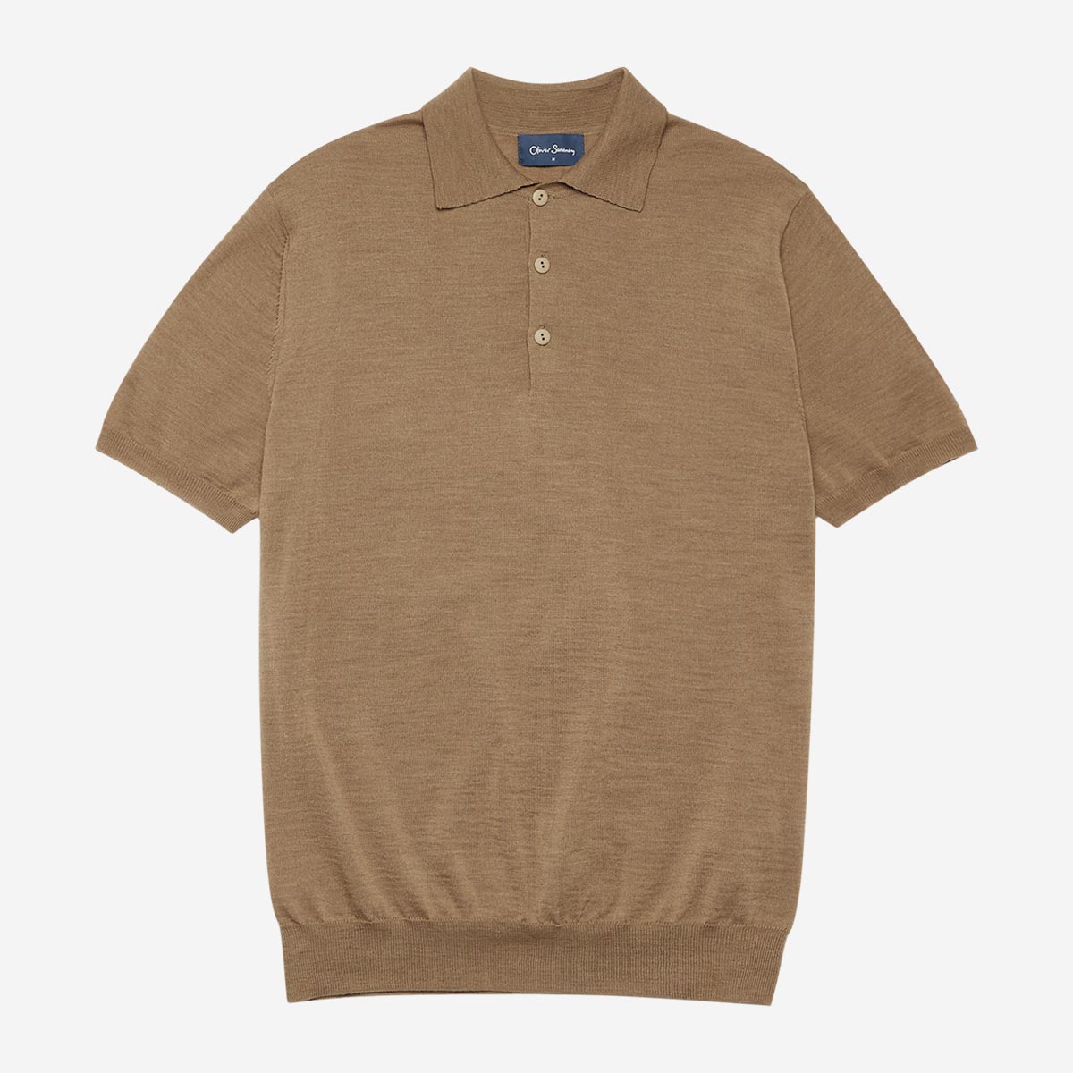Covehithe Camel Polo Shirt | Men's Knitwear | Oliver Sweeney