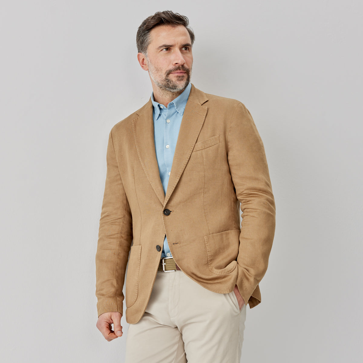 Eccles Sand Linen Blazer | Men's Blazers | Oliver Sweeney