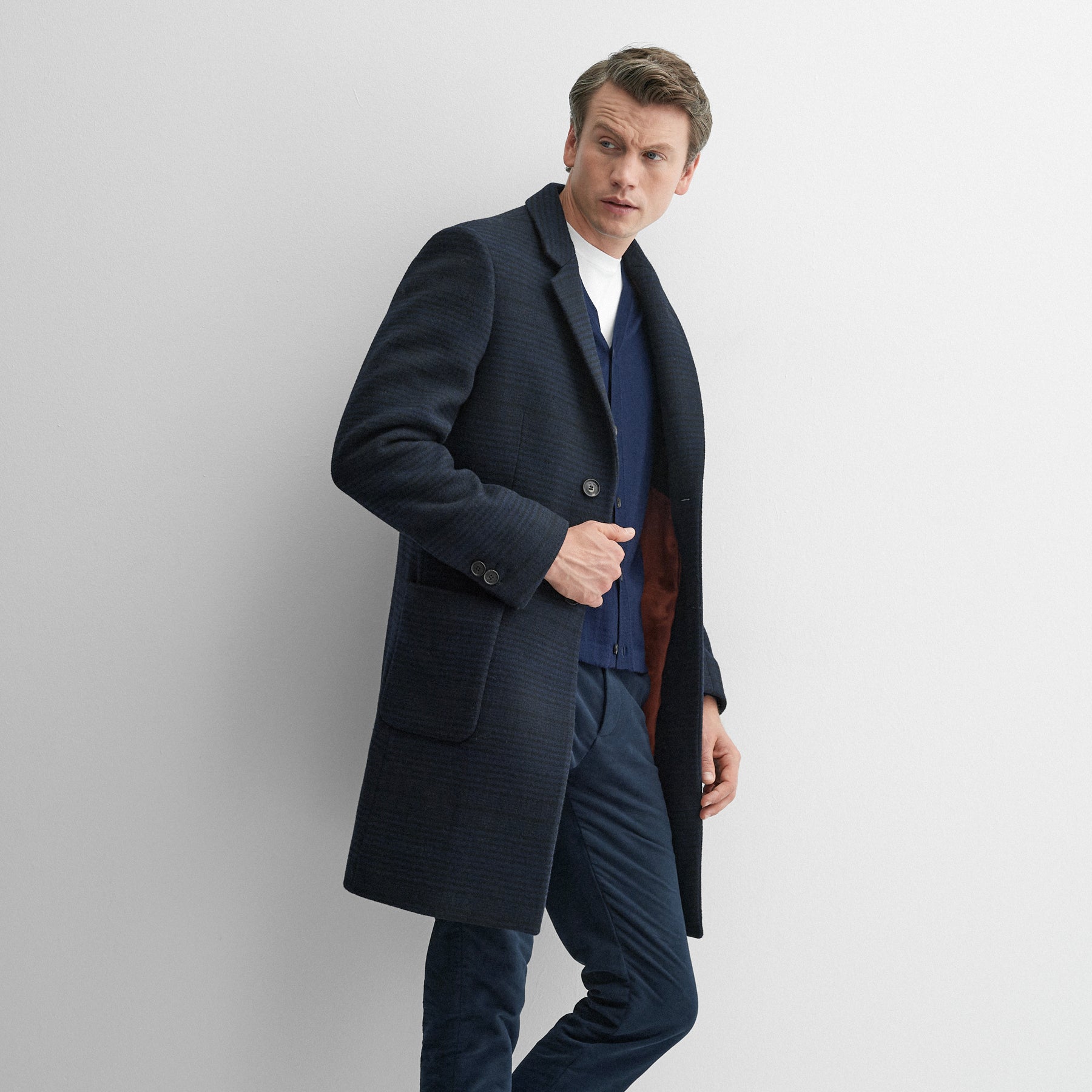 Men navy overcoat best sale