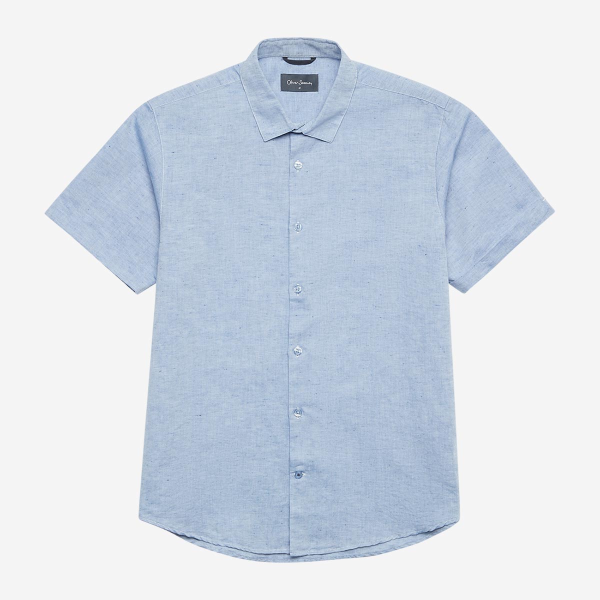 Eakring Blue Cotton Shirt | Men's Shirts | Oliver Sweeney