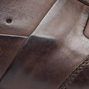 Closeup of Hand-finished calf leather upper