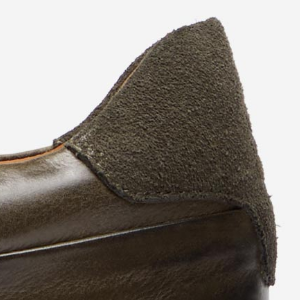 Closeup of Suede heel counter