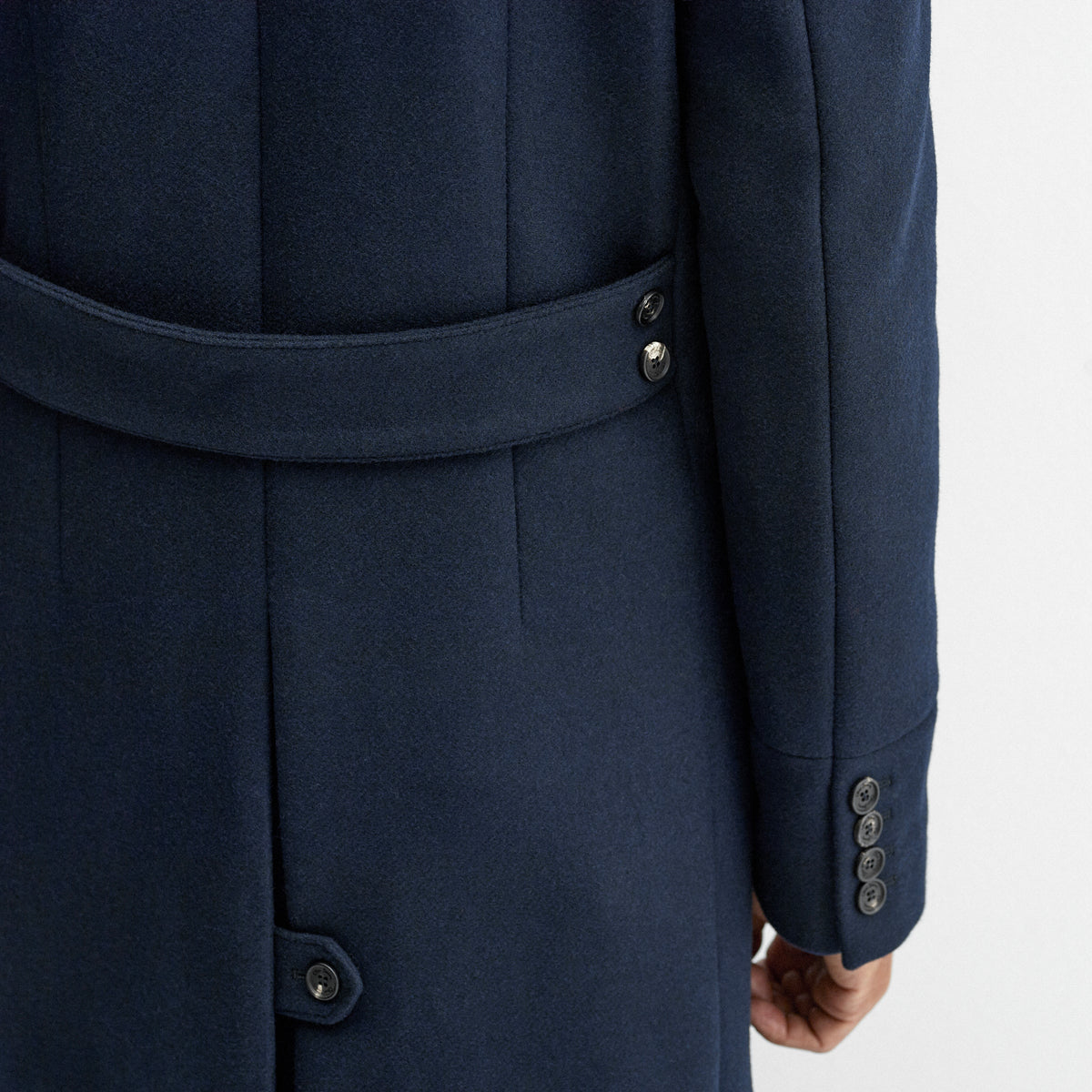 Garrison Dark Navy Wool Military Overcoat | Oliver Sweeney