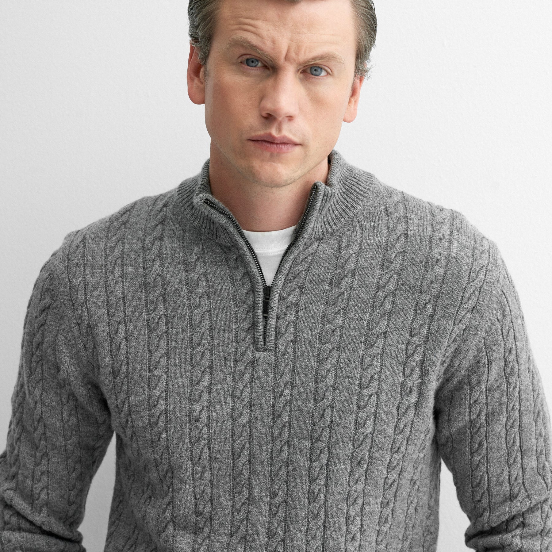 Light grey outlet cable knit sweater