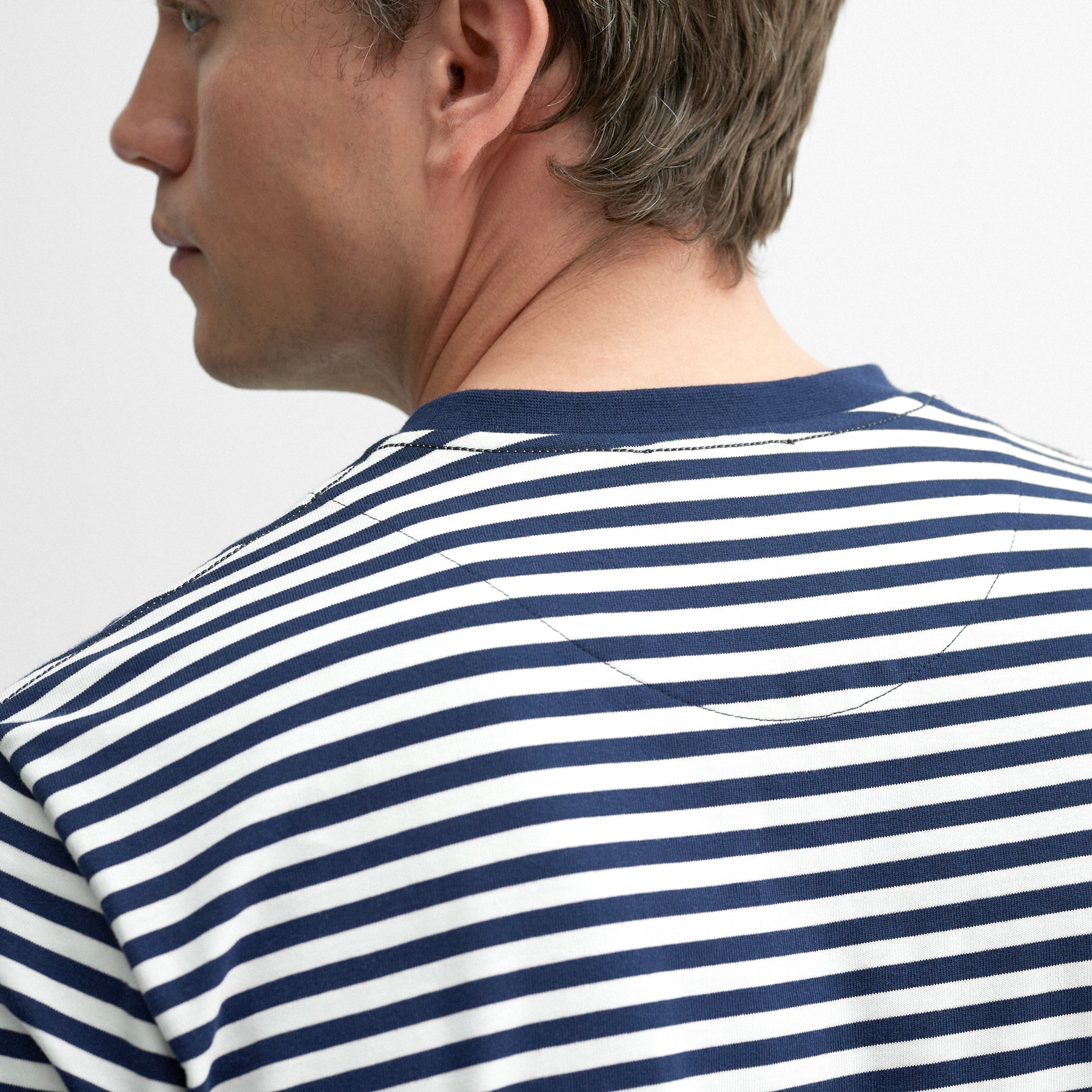 Markham Navy Stripe, Men's Cotton T-Shirt