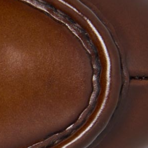 Closeup of Antiqued calf leather upper