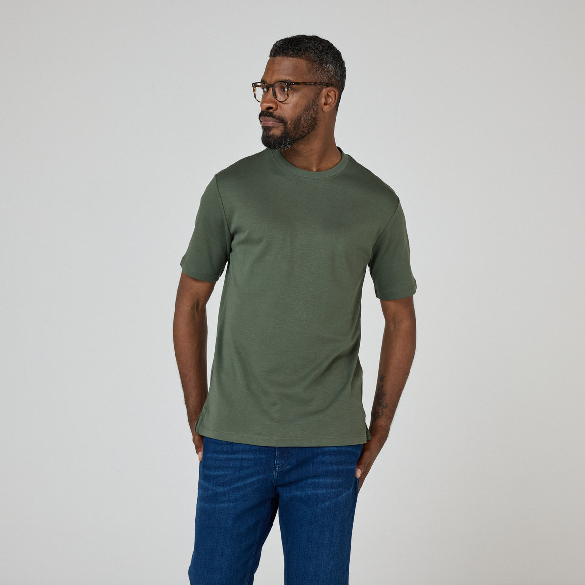 Palmela Khaki Cotton T-Shirt | Men's T-Shirts | Oliver Sweeney