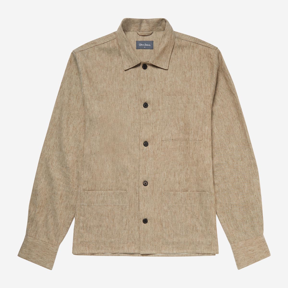 Rauceby Sand Linen Overshirt | Men's Shirts | Oliver Sweeney