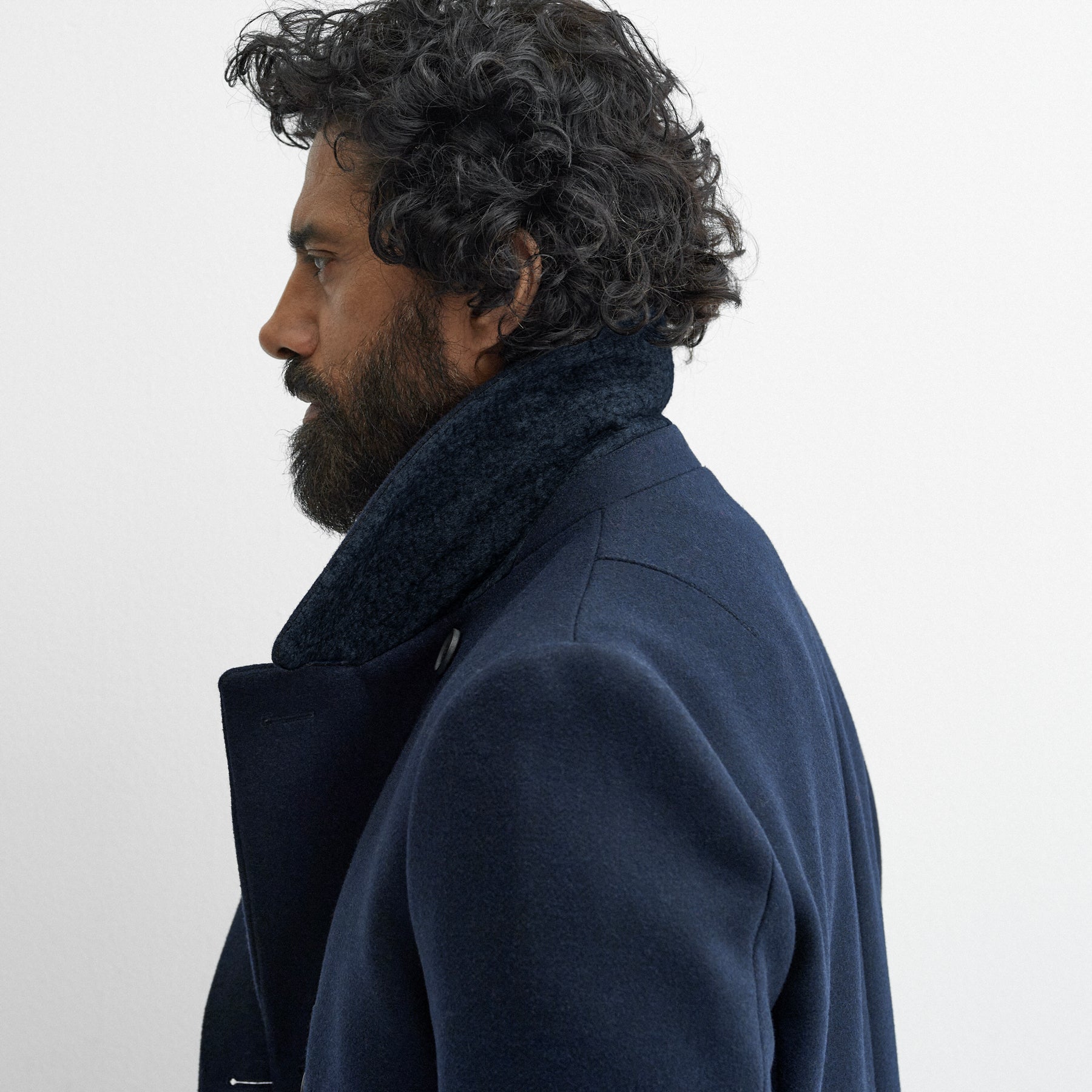 Mens wool coat on sale navy