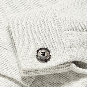 Closeup of Ribbed placket, hem & cuffs