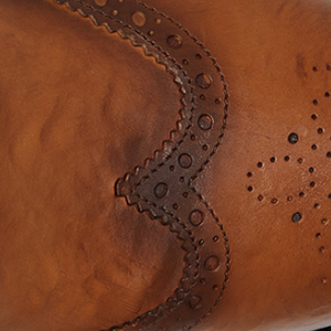 Closeup of Antiqued Calf Leather Upper