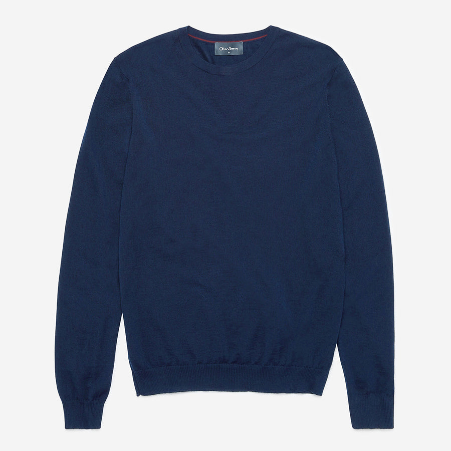 Camber Navy | Merino Wool Jumper | Men's Knitwear | Oliver Sweeney