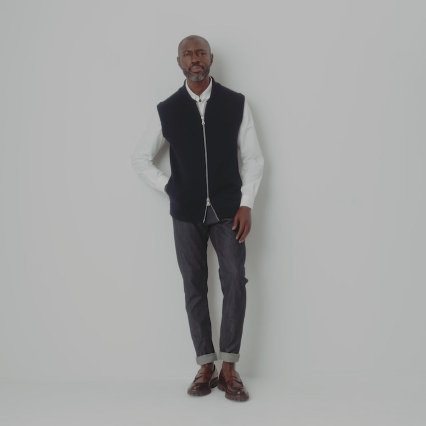 Haverhill Navy Knitted Gilet | Men's Gilets | Oliver Sweeney