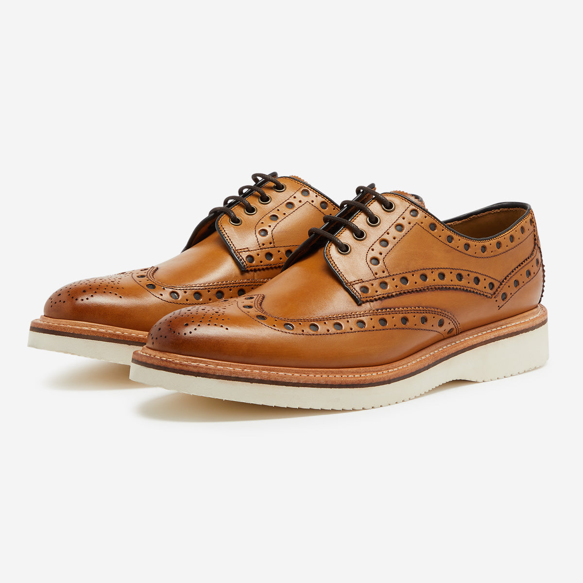 Ashby Tan | Calf Leather Derby Brogue | Men's Shoes | Oliver Sweeney