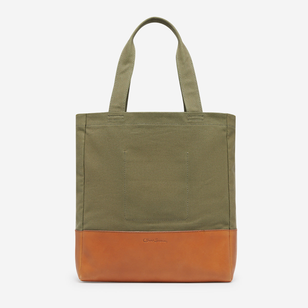 Ballig Khaki Canvas/Leather Tote Bag | Oliver Sweeney