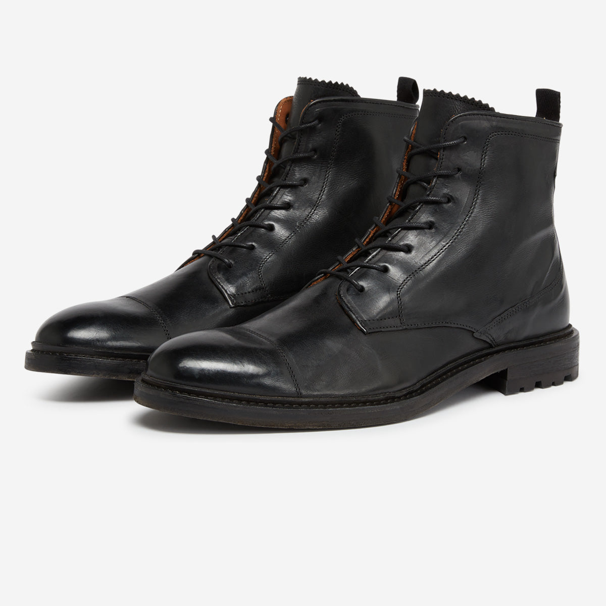 Chaves Black Leather Derby Boot | Oliver Sweeney