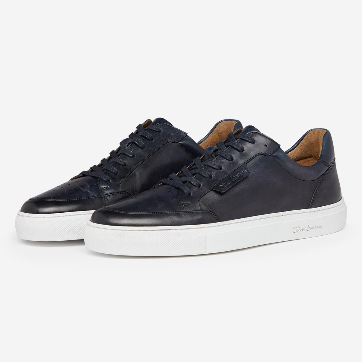 Edwalton Navy Men s Leather Trainers Oliver Sweeney