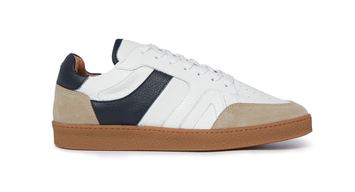 Harrow White/Blue | Leather Trainer | Men's Trainers | Oliver Sweeney