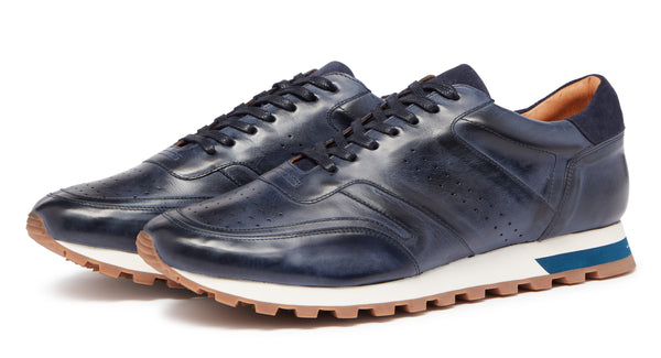 Orjais Navy | Calf Leather Runners | Men's Trainers | Oliver Sweeney