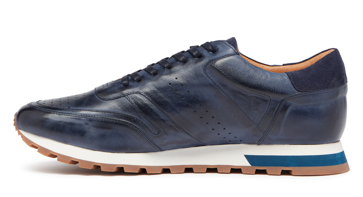 Orjais Navy | Calf Leather Runners | Men's Trainers | Oliver Sweeney