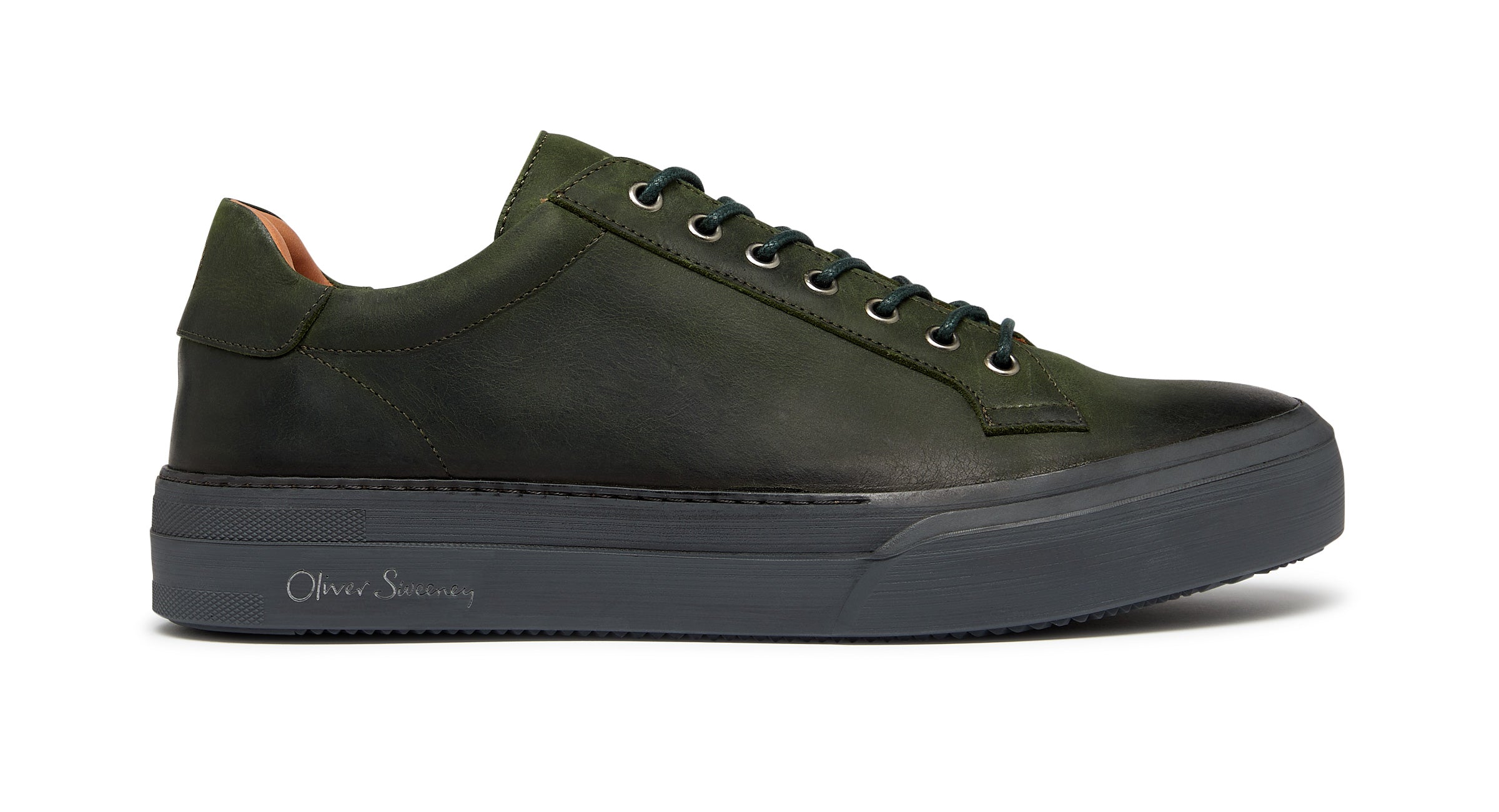 Green deals leather trainers