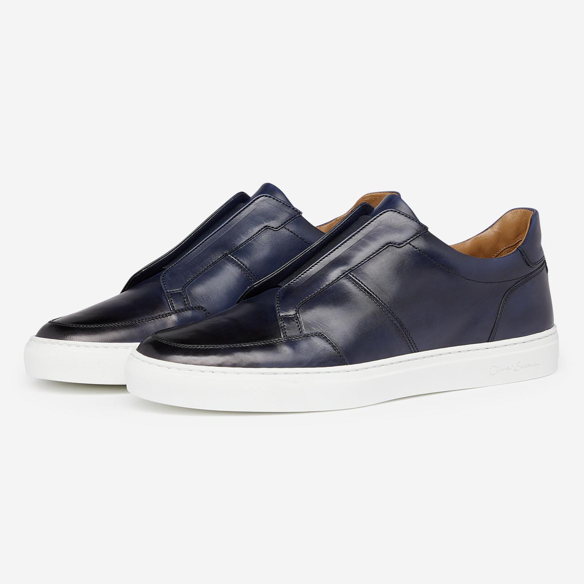Rende Navy | Leather Slip-on Trainers | Men's Trainers | Oliver Sweeney