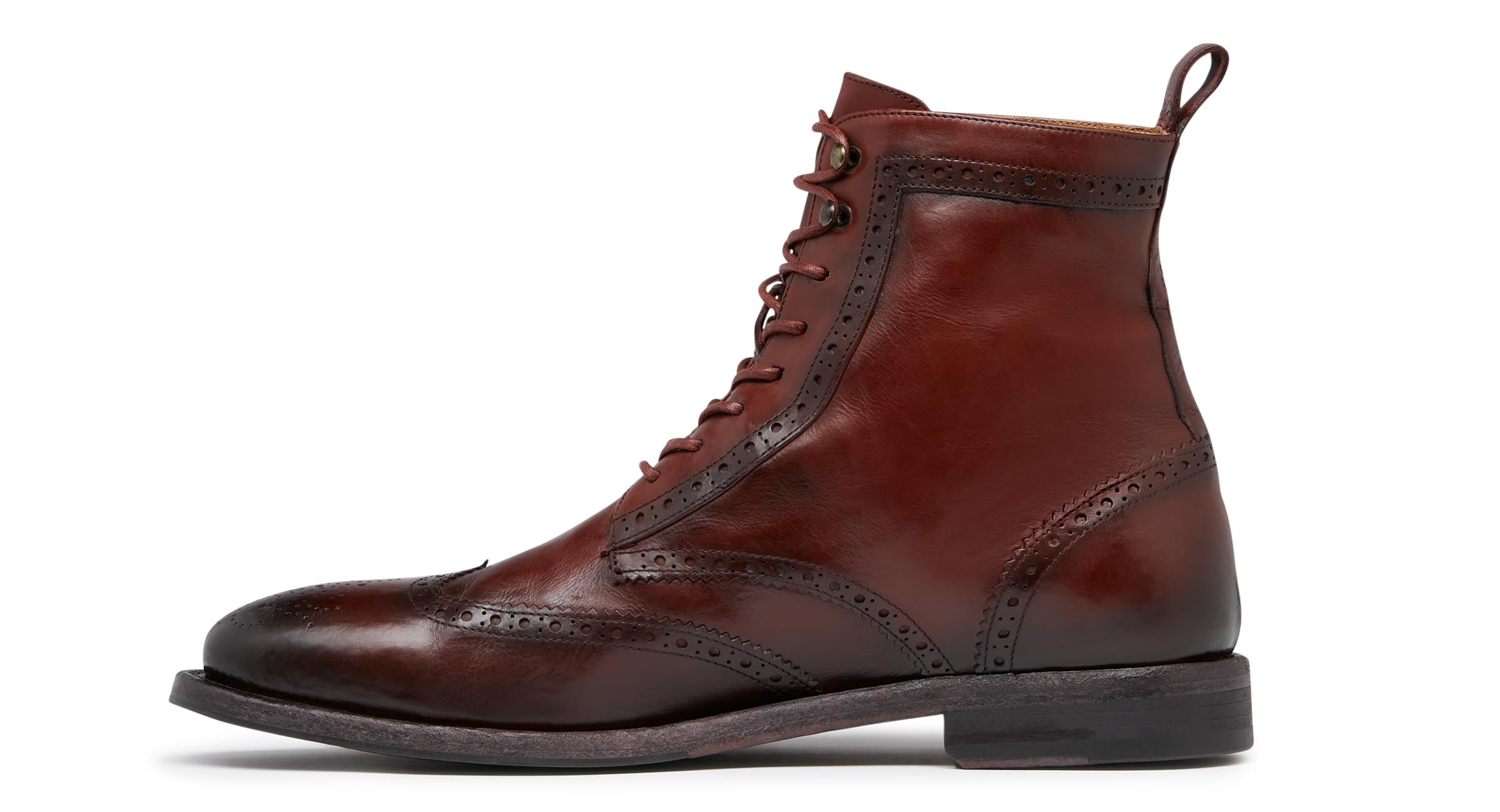 Tasullo Burgundy, Leather Brogue Boots, Men's Boots