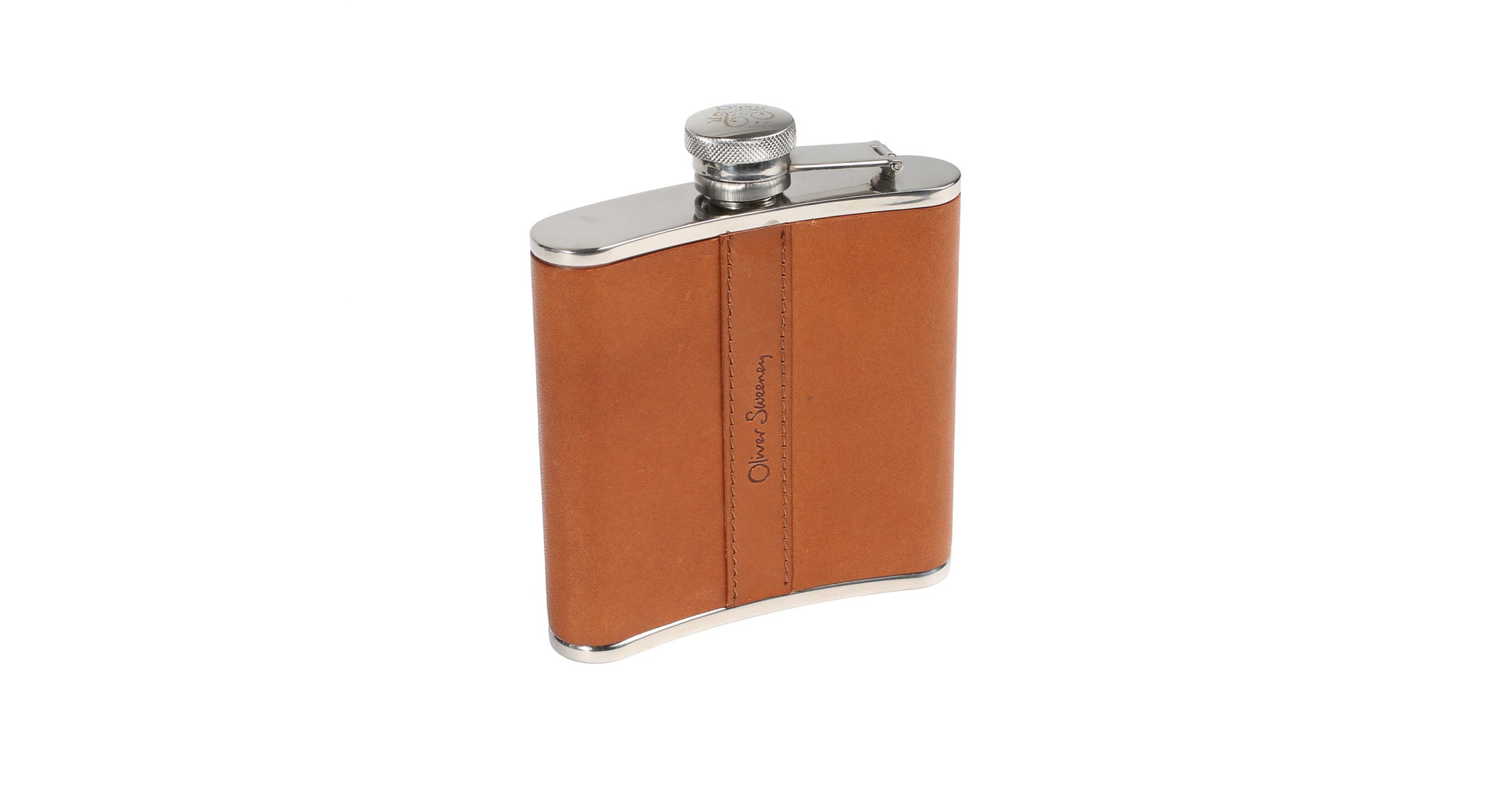 5oz Hip Flask with Brown Leather Pouch