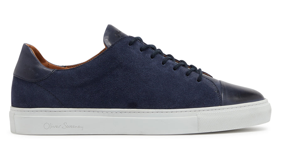 Ossos Navy | Men's Leather/Suede Cupsole Trainer | Oliver Sweeney