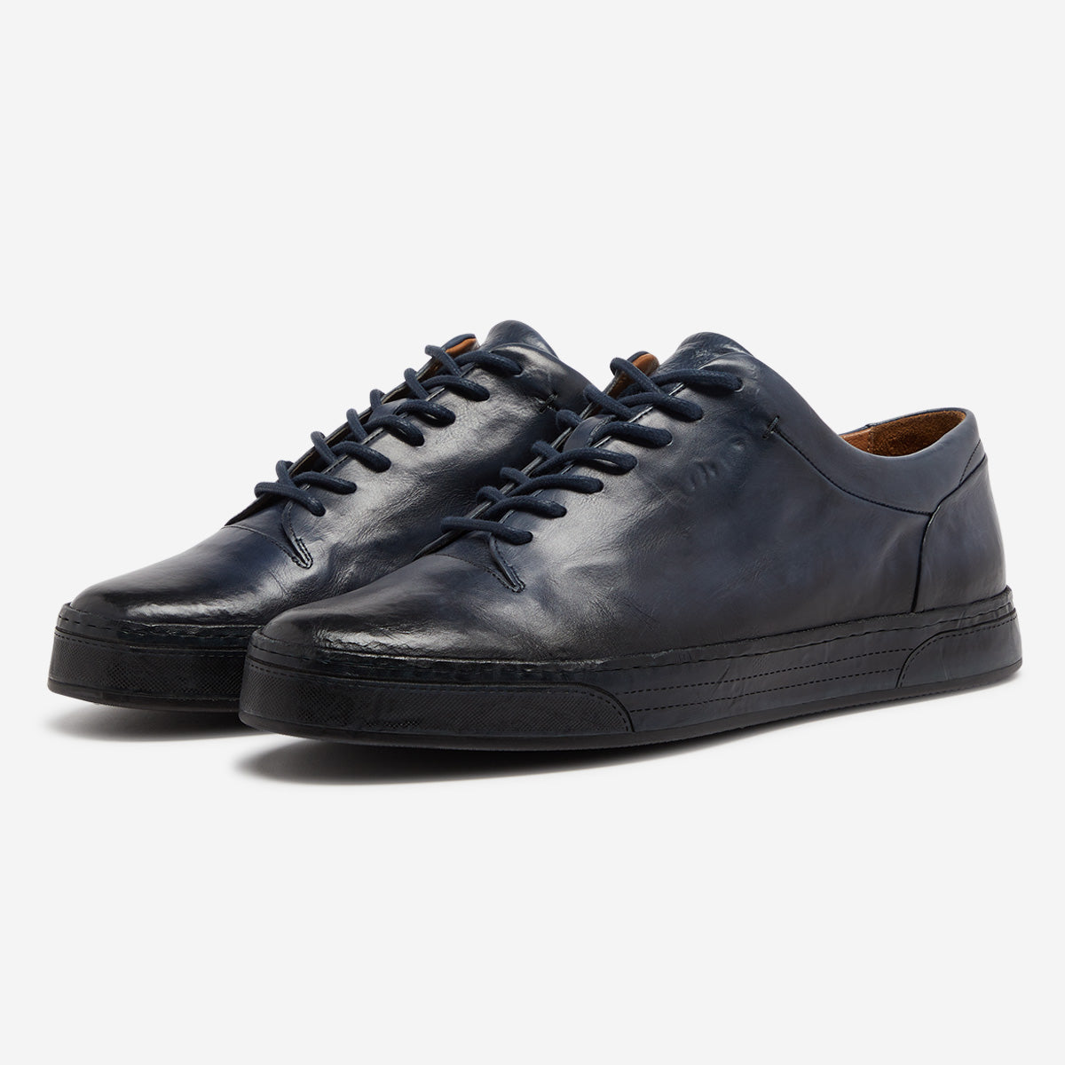 Prio Navy | Leather Cupsole Trainer | Men's Trainers | Oliver Sweeney
